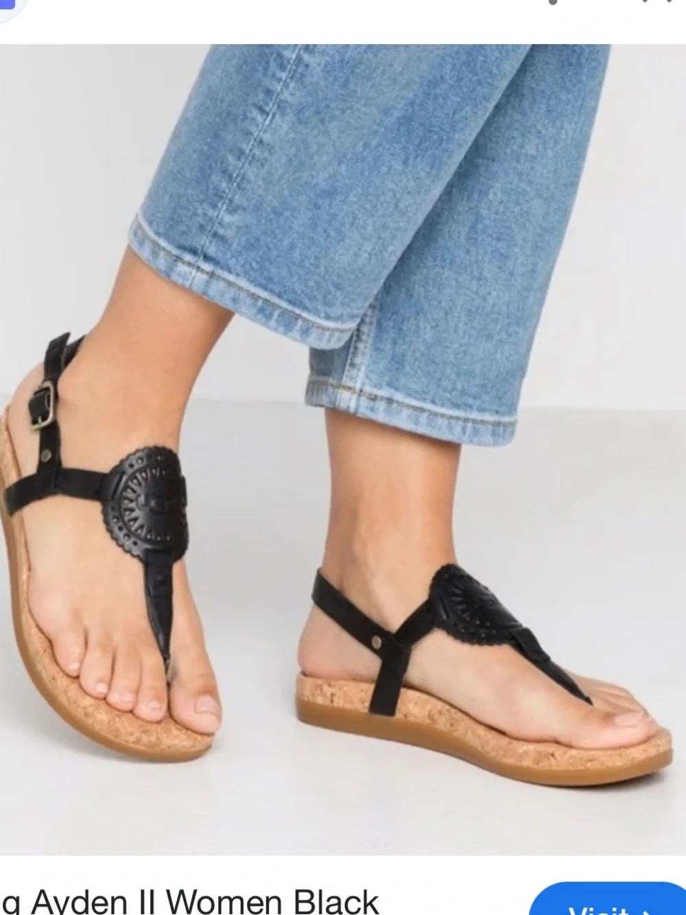 UGG Ayden II Women's Black Cork Thong Sandals
